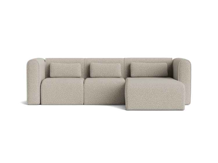 Modern tasarımlı krem rengi modüler kumaş köşe koltuk takımı