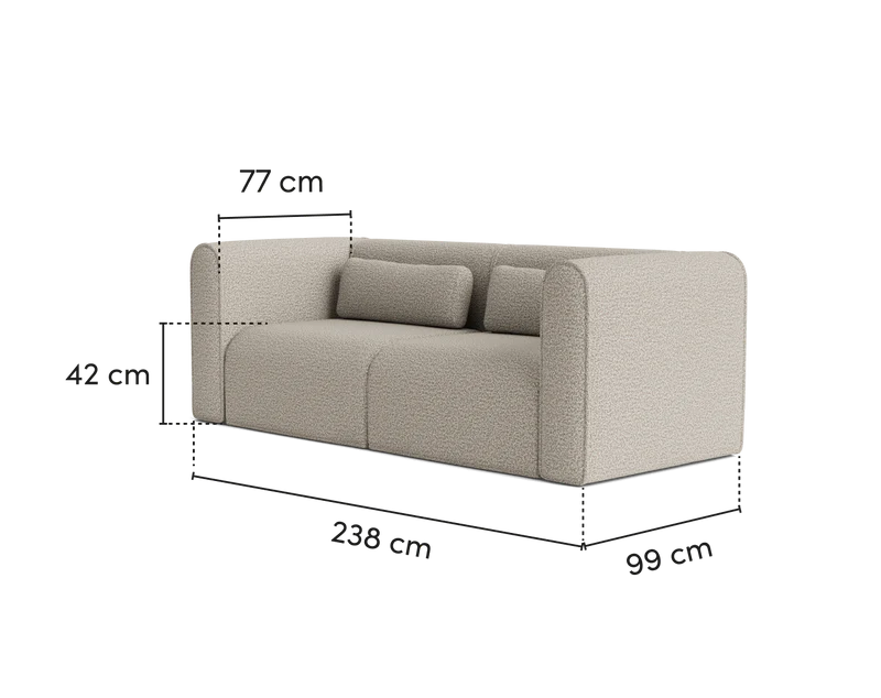 Bej renk modern tasarımlı 3 kişilik kumaş kanepe 238x99 cm ölçülerinde Mobilya Koltuk