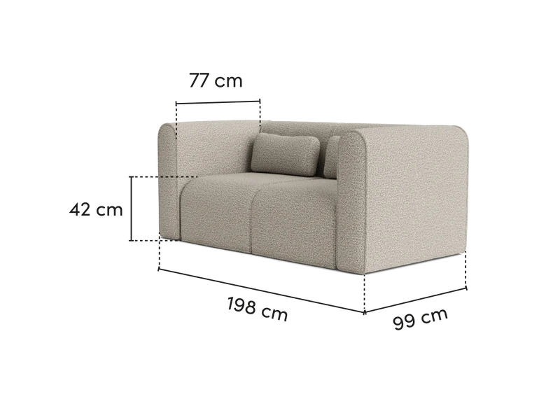 Bej renkli, modern tasarım Mobilya Koltuk kanepe, ölçüleri 198x99x77 cm, yumuşak minderli