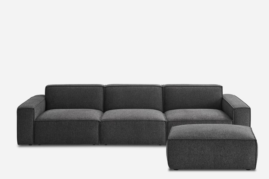 Modern tasarımlı gri kumaş modüler köşe koltuk rahat oturma alanı ile