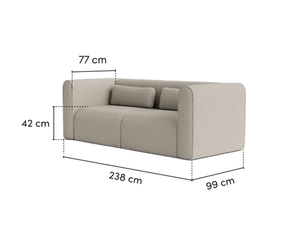 Bej renk modern tasarımlı 3 kişilik kumaş kanepe 238x99 cm ölçülerinde Mobilya Koltuk