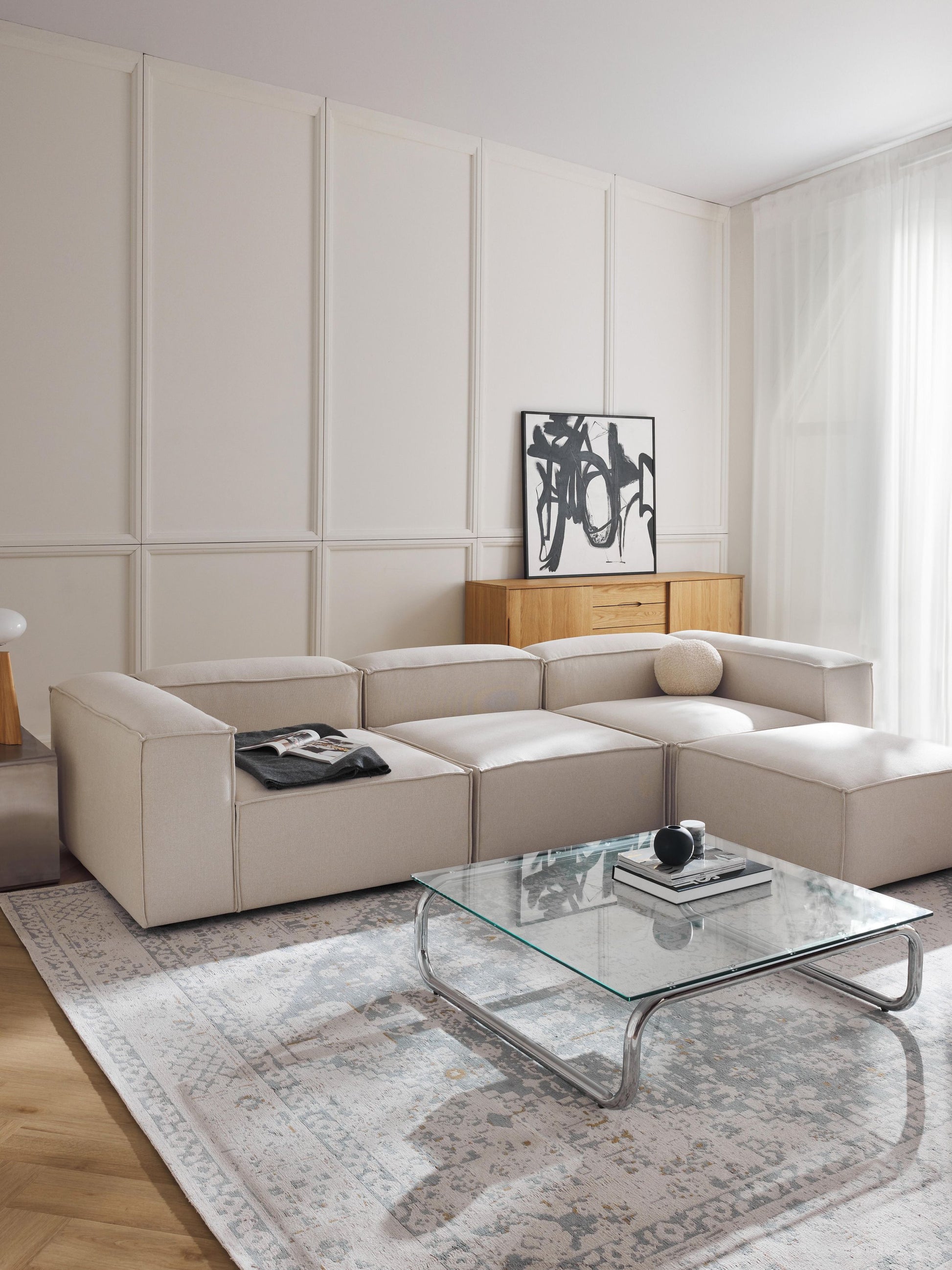 Mobilya Koltuk beyaz modüler köşe takımı geniş oturma alanı ve modern tasarım ile şık salon dekoru