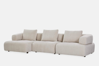 Bej renkli modern tasarımlı ekonomik köşe koltuk takımı rahat oturma alanı ile