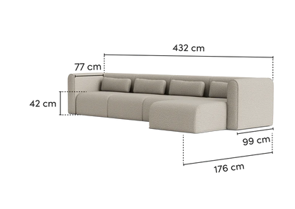 Bej renk büyük köşe koltuk 432 cm uzunluğunda modern tasarımla Mobilya Koltuk markası