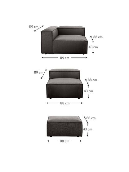 Mobilya Koltuk gri köşe modüler kanepe seti ölçüleri ile 119x88x43 cm konforlu tasarım