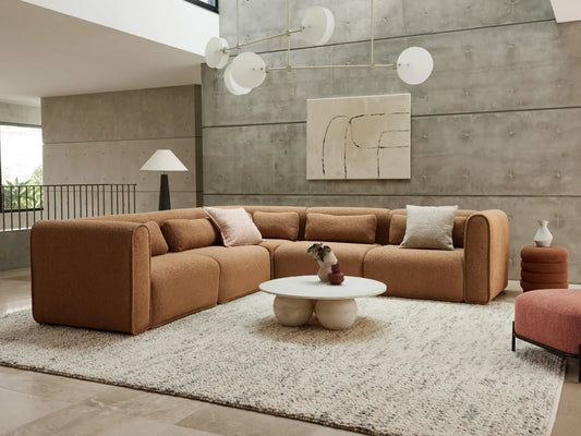 Mobilya Koltuk kahverengi köşe koltuk takımı geniş oturma alanı ile modern salon dekoru
