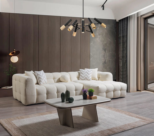 Modern ve konforlu beyaz Mobilya Koltuk köşe koltuk seti geniş oturma alanı ile salon dekorasyonunda şık kullanım