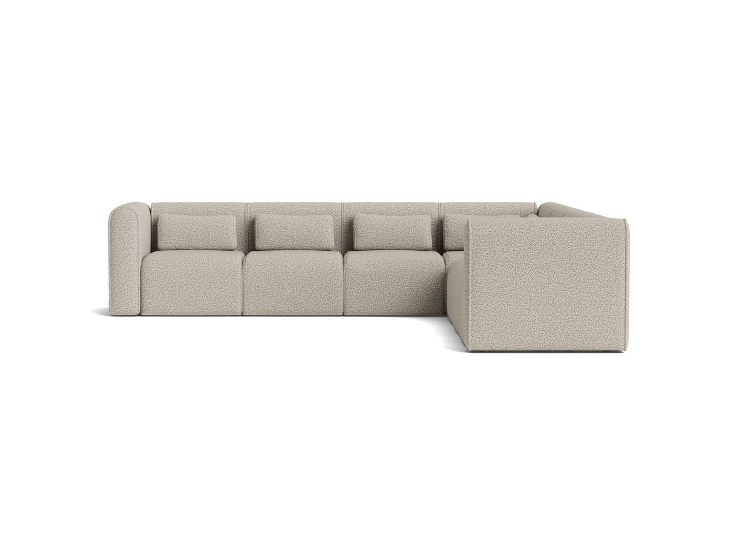 Bej renk modern minimalist tasarımlı köşe koltuk seti rahat oturma alanı ile