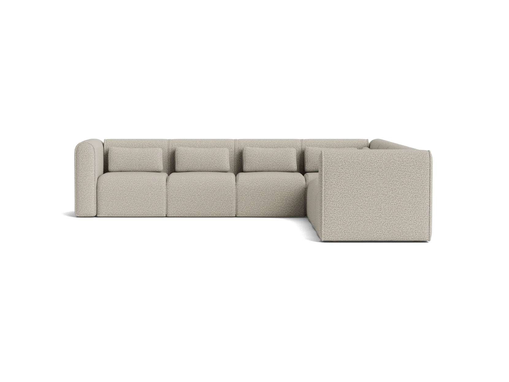 Bej renk modern minimalist tasarımlı köşe koltuk seti rahat oturma alanı ile
