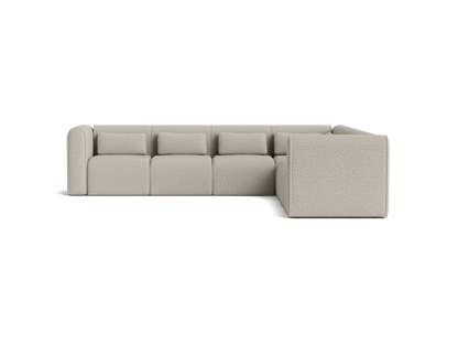 Bej renk modern minimalist tasarımlı köşe koltuk seti rahat oturma alanı ile