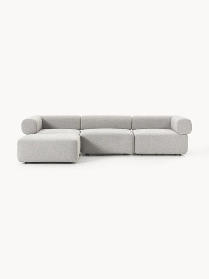 Modern tasarımlı gri modüler köşe koltuk rahat oturma alanı ve minimalist görünüm