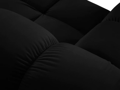 Siyah kumaş kaplı modern tasarımlı modüler köşe koltuk detaylı kumaş dokusu