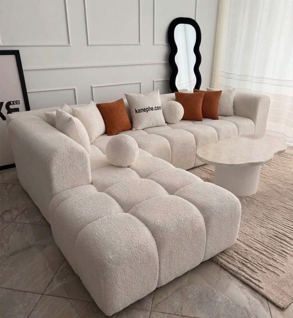 Mobilya Koltuk Pony köşe koltuk, yuvarlak yastıklı ve modern tasarımı ile şık bir oturma alanı sunar