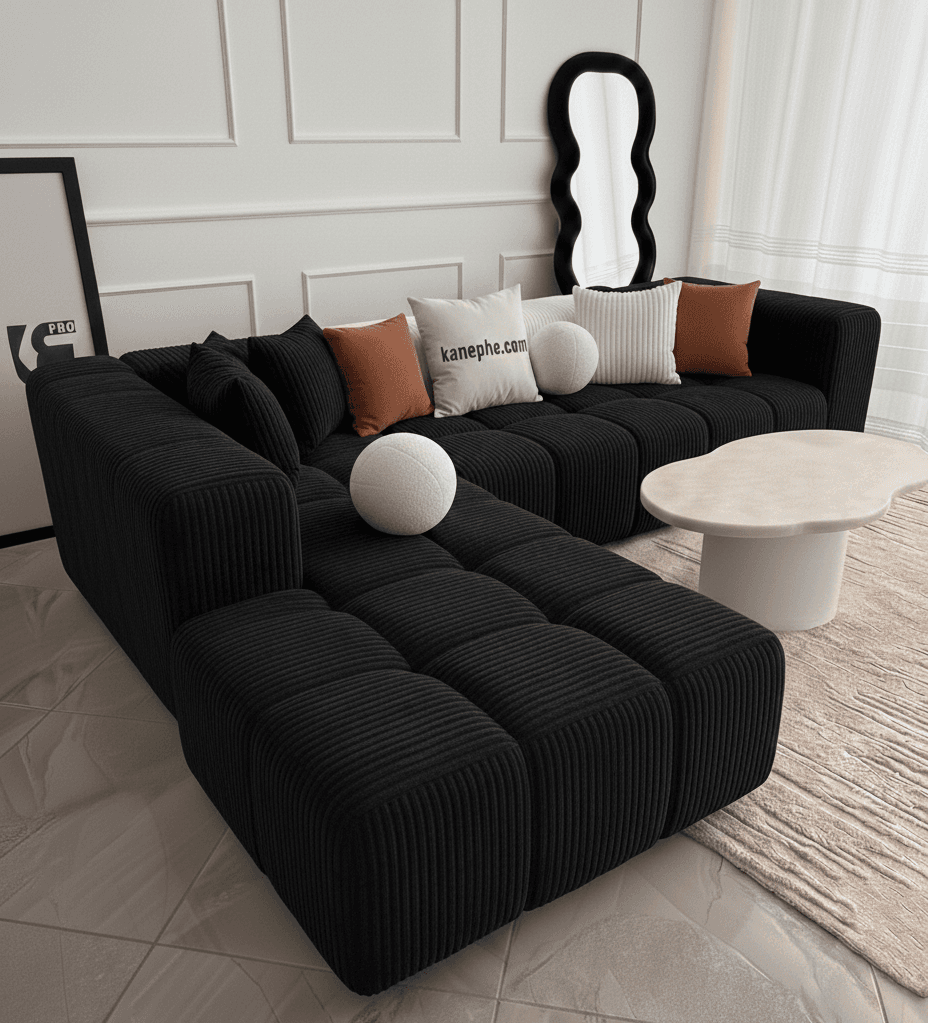 Pony köşe koltuk, şık tasarımı ve konforlu kumaşıyla modern oturma alanları için ideal.